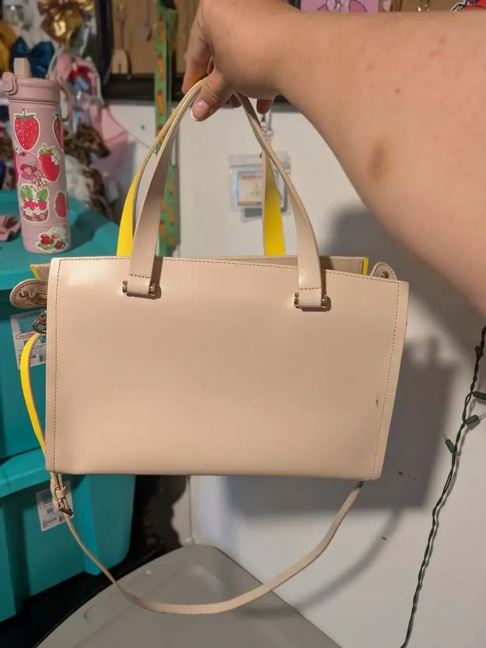 Kate Spade Arbour Hill Kyra Beige Yellow Leather Satchel Crossbody Bag